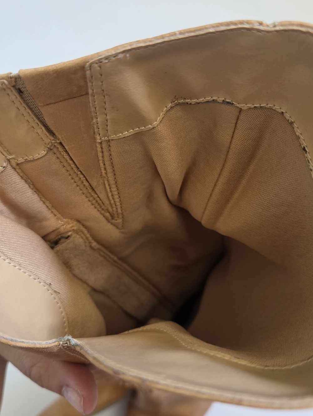 Tan Genuine leather knee high pointed toe boot stiletto heel made in Brazil sz 7 - Picture 10 of 12